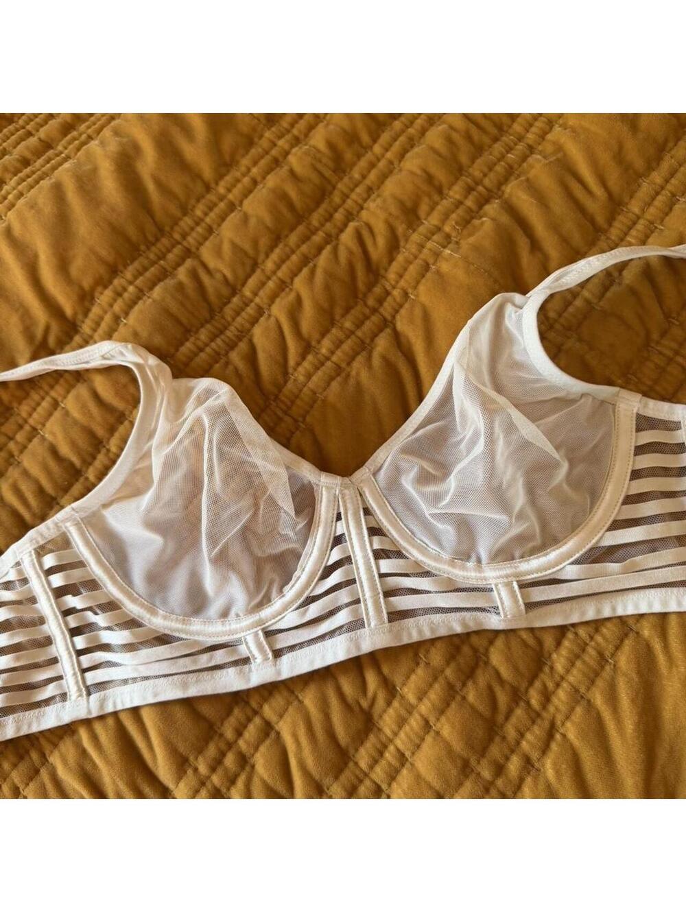 White mesh lingerie Victoria secret bra